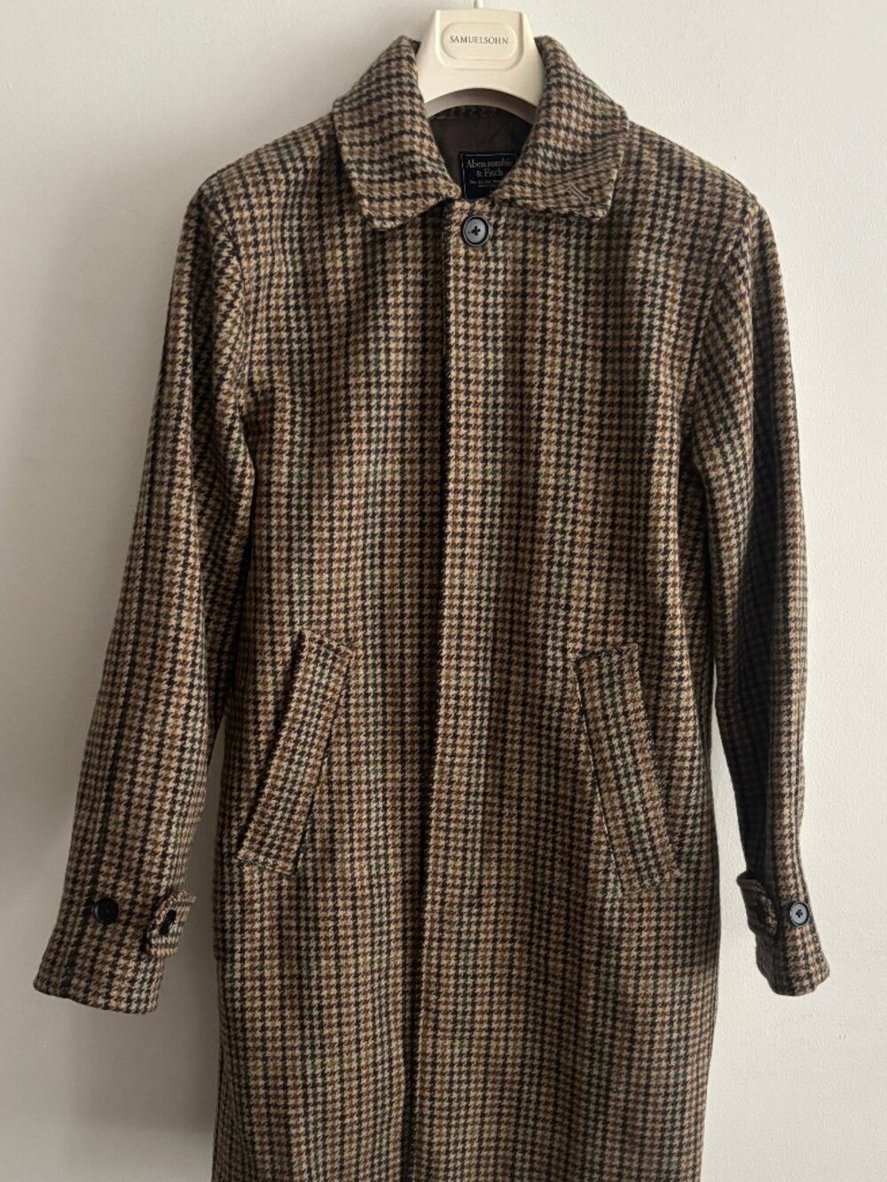 Abercrombie & Fitch Tweed Dad Coat /Half-Balmacaan/ Overcoat -Small -Medium